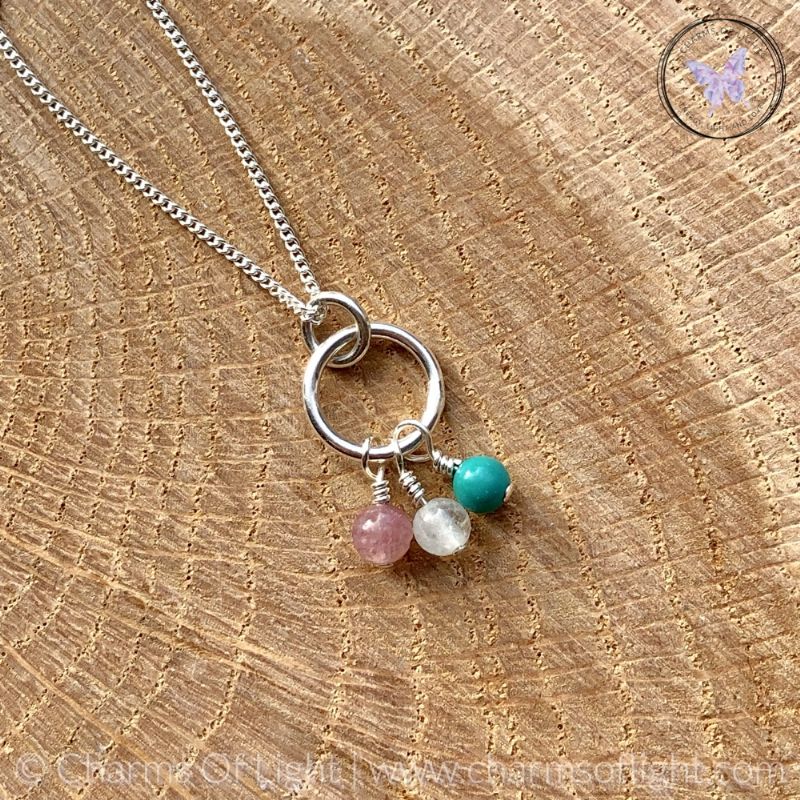 Family Birthstone Charm Necklace